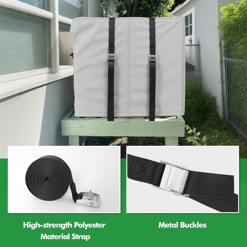 TWAKAP Side Draft Swamp Cooler Cover with 2 Tie Down Straps, Heavy Duty Side Draft Evaporative Cooler Cover, Waterproof Evaporative Cooler Side Discharge Covers, 40" W x 40" D x 46" H - Image 5